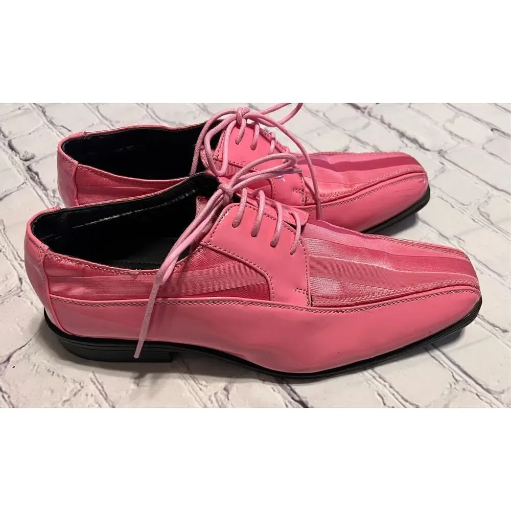 Viotti Men's 9.5 Pink Patent Leather Tuxedo Dress Shoe Formal Wear Prom Club